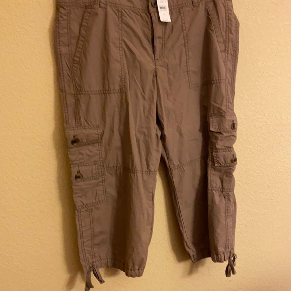 Light brown cargo capri pants